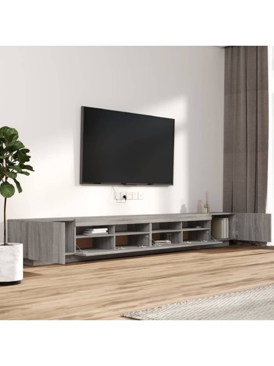 3dílný set TV skříněk s LED světly šedý sonoma kompozitní dřevo