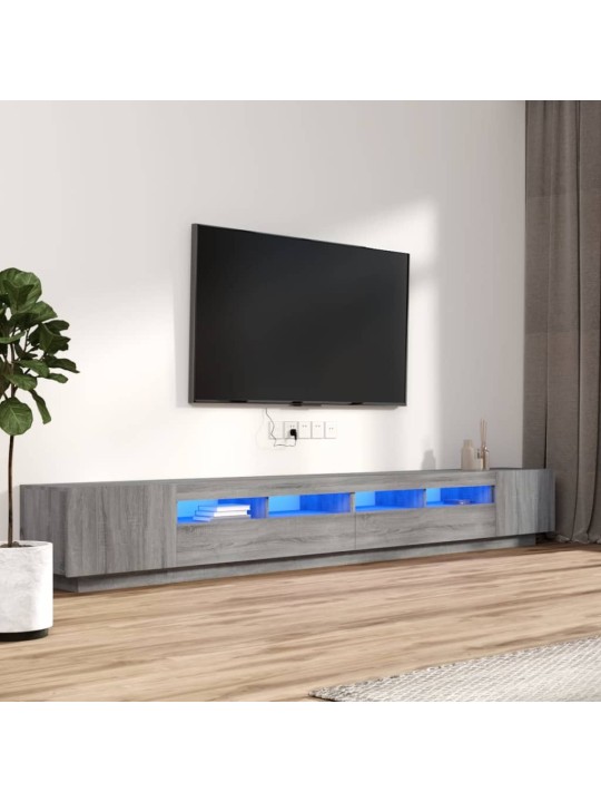 3dílný set TV skříněk s LED světly šedý sonoma kompozitní dřevo