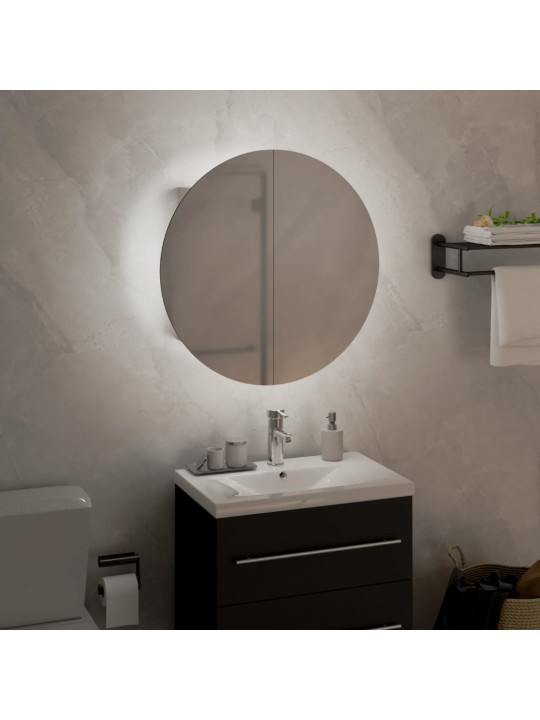 Koupelnová skříňka s kulatým zrcadlem a LED bílá 40x40x17,5 cm
