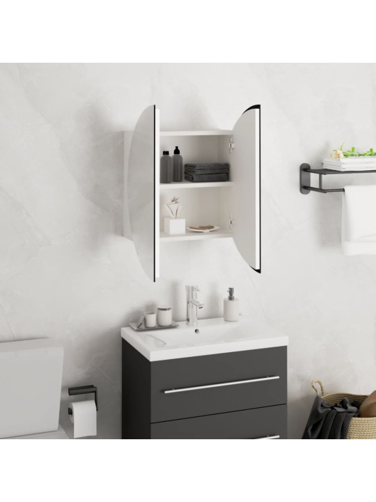Koupelnová skříňka s kulatým zrcadlem a LED bílá 40x40x17,5 cm