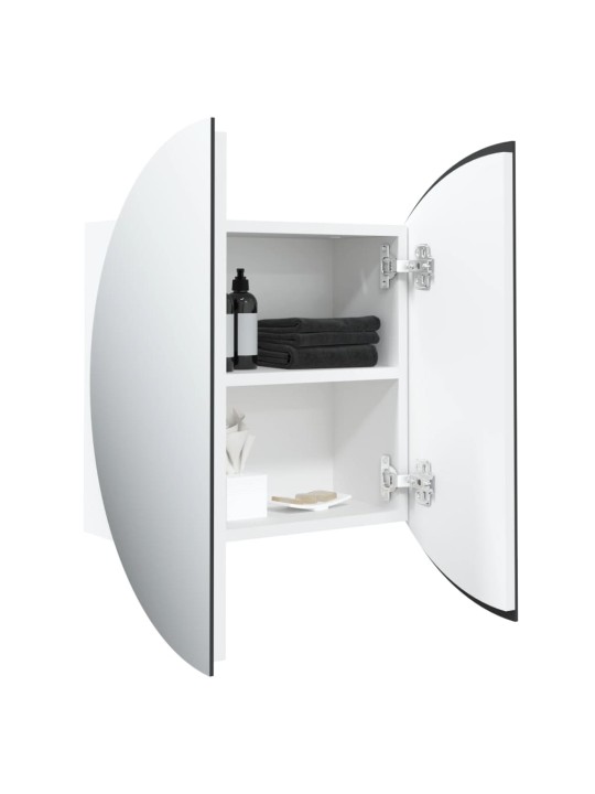 Koupelnová skříňka s kulatým zrcadlem a LED bílá 40x40x17,5 cm