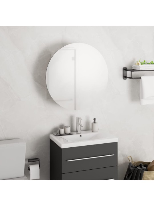 Koupelnová skříňka s kulatým zrcadlem a LED bílá 40x40x17,5 cm