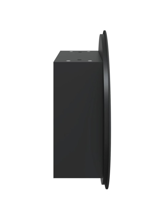 Koupelnová skříňka s kulatým zrcadlem a LED černá 40x40x17,5 cm