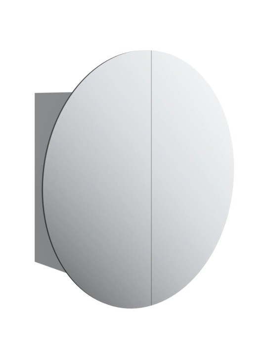 Koupelnová skříňka s kulatým zrcadlem a LED šedá 40x40x17,5 cm