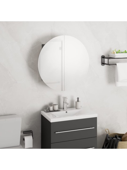 Koupelnová skříňka s kulatým zrcadlem a LED šedá 40x40x17,5 cm