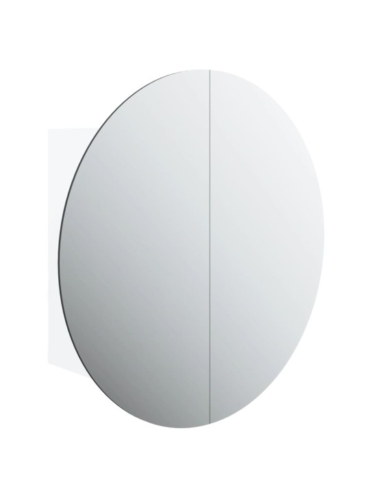 Koupelnová skříňka s kulatým zrcadlem a LED bílá 47x47x17,5 cm