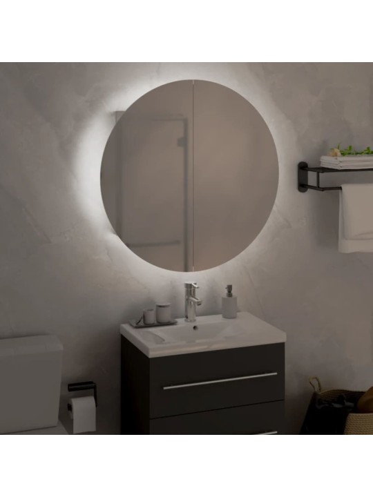 Koupelnová skříňka s kulatým zrcadlem a LED bílá 47x47x17,5 cm