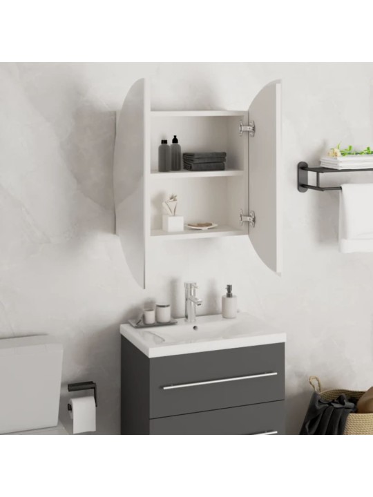 Koupelnová skříňka s kulatým zrcadlem a LED bílá 47x47x17,5 cm