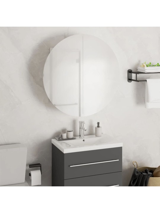 Koupelnová skříňka s kulatým zrcadlem a LED bílá 47x47x17,5 cm