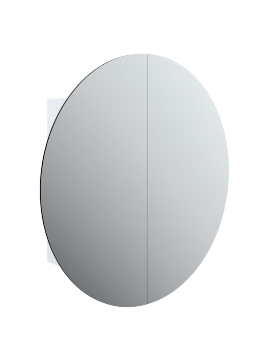 Koupelnová skříňka s kulatým zrcadlem a LED bílá 54x54x17,5 cm