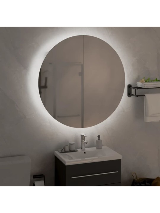 Koupelnová skříňka s kulatým zrcadlem a LED bílá 54x54x17,5 cm