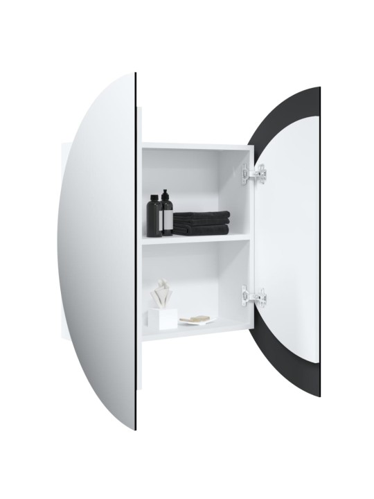 Koupelnová skříňka s kulatým zrcadlem a LED bílá 54x54x17,5 cm