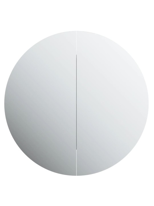 Koupelnová skříňka s kulatým zrcadlem a LED bílá 54x54x17,5 cm