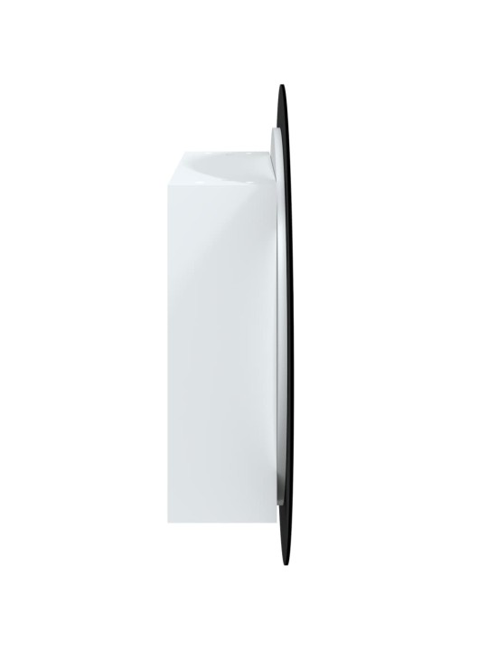 Koupelnová skříňka s kulatým zrcadlem a LED bílá 54x54x17,5 cm