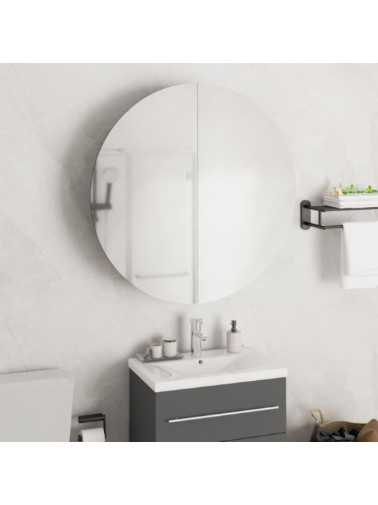 Koupelnová skříňka s kulatým zrcadlem a LED bílá 54x54x17,5 cm