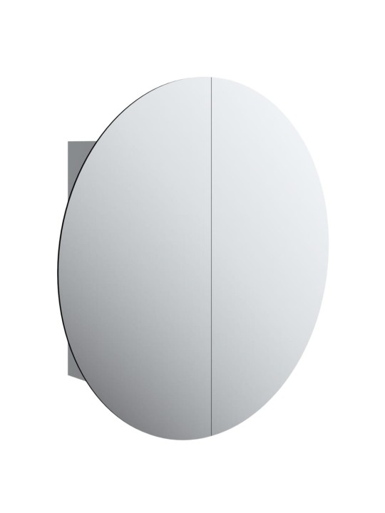 Koupelnová skříňka s kulatým zrcadlem a LED šedá 54x54x17,5 cm