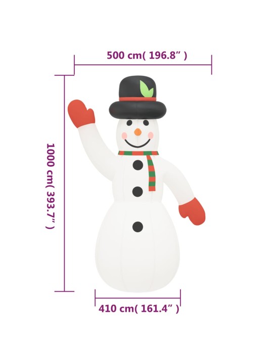 Vánoční nafukovací sněhulák s LED diodami 1 000 cm