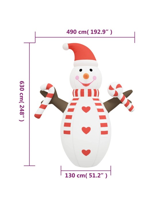 Vánoční nafukovací sněhulák s LED diodami 630 cm