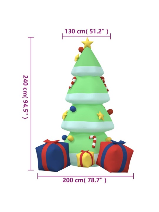 Nafukovací vánoční stromek s LED diodami 240 cm