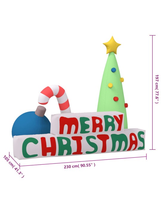 Nafukovací dekorace Merry Christmas s LED diodami 197 cm