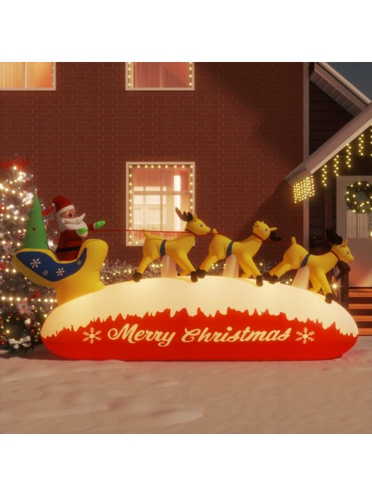 Vánoční nafukovací Santa a sobi s LED diodami 145 cm