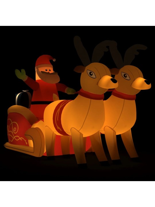 Vánoční nafukovací Santa a sobi s LED diodami 130 cm