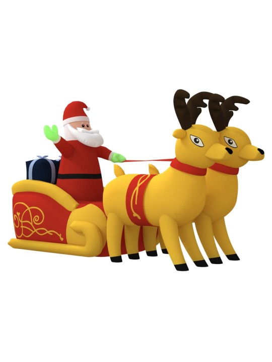 Vánoční nafukovací Santa a sobi s LED diodami 130 cm