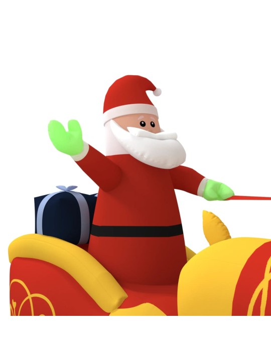 Vánoční nafukovací Santa a sobi s LED diodami 130 cm