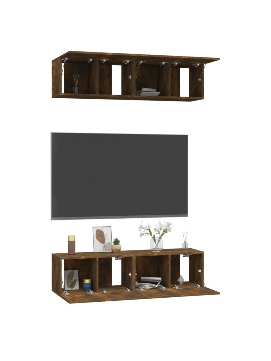 Nástěnné TV skříňky 4 ks kouřový dub 60 x 30 x 30 cm kompozit