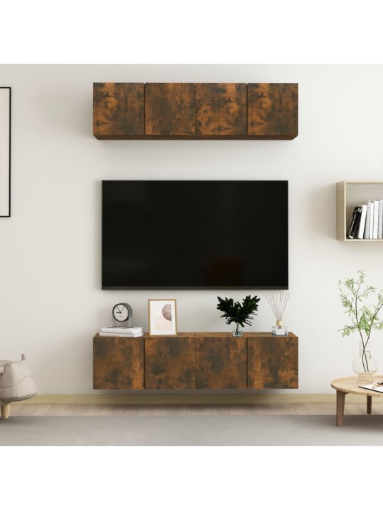 Nástěnné TV skříňky 4 ks kouřový dub 60 x 30 x 30 cm kompozit