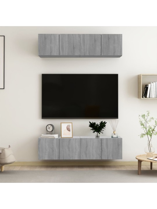 Nástěnné TV skříňky 4 ks šedé sonoma 60 x 30 x 30 cm kompozit