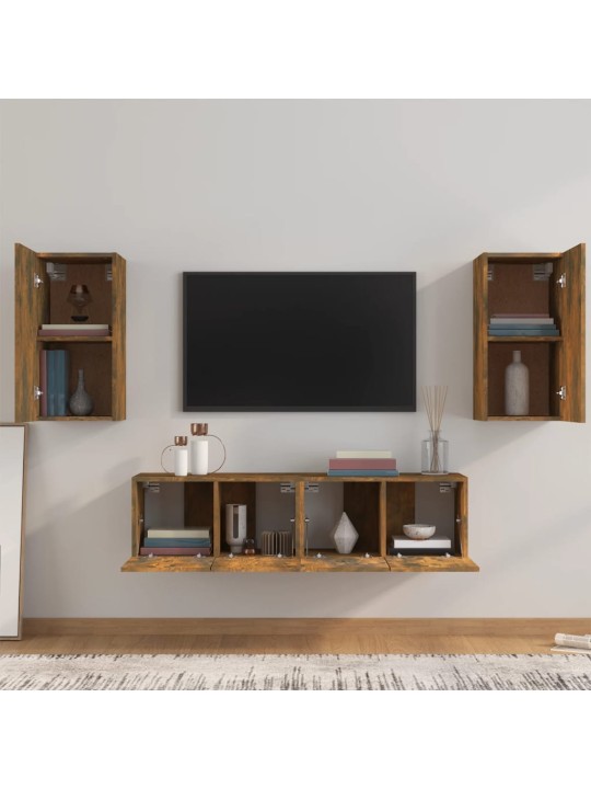 4dílný set TV skříněk kouřový dub kompozitní dřevo