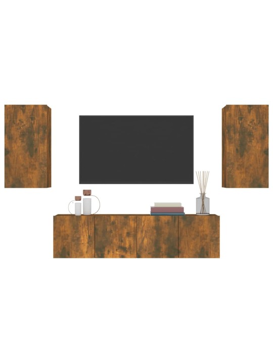 4dílný set TV skříněk kouřový dub kompozitní dřevo