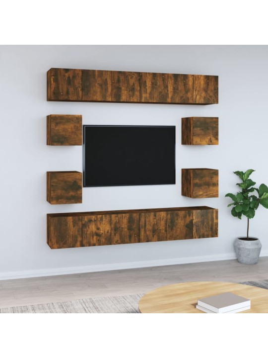 10dílný set tv skříněk kouřový dub kompozitní dřevo