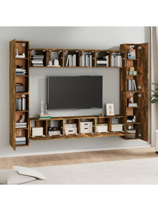 10dílný set tv skříněk kouřový dub kompozitní dřevo