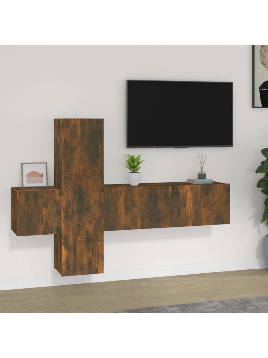 3dílný set TV skříněk kouřový dub kompozitní dřevo