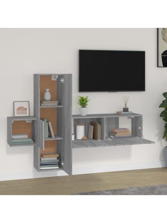3dílný set TV skříněk šedý sonoma kompozitní dřevo