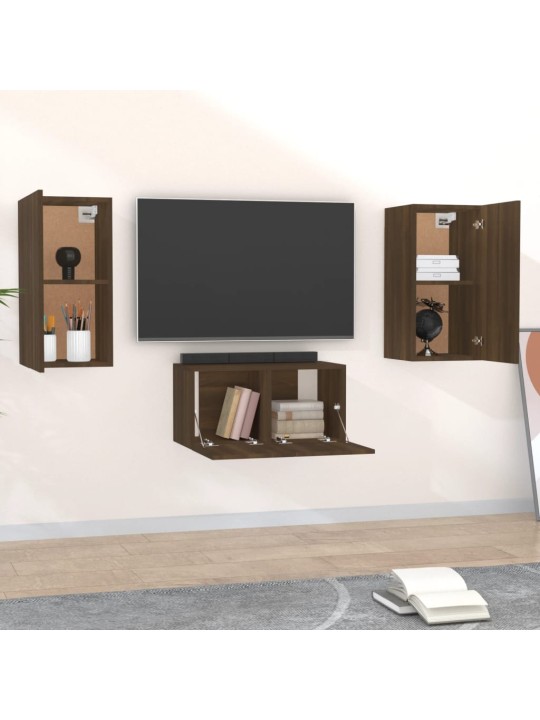 3dílný set TV skříněk hnědý dub kompozitní dřevo