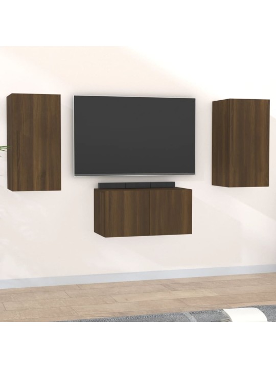 3dílný set TV skříněk hnědý dub kompozitní dřevo