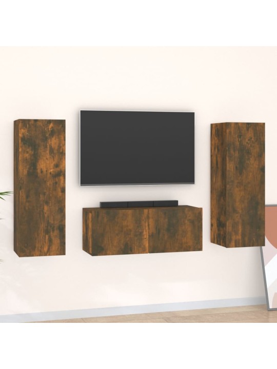 3dílný set TV skříněk kouřový dub kompozitní dřevo