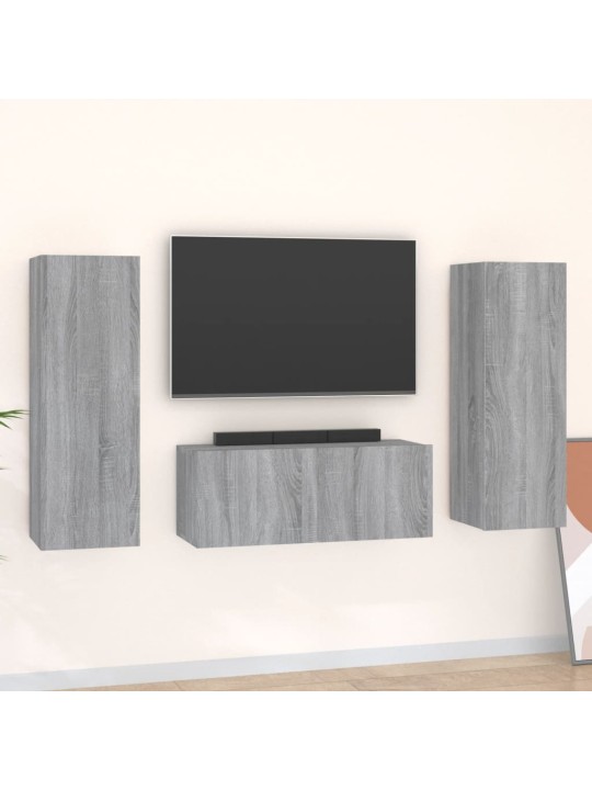 3dílný set tv skříněk šedý sonoma kompozitní dřevo