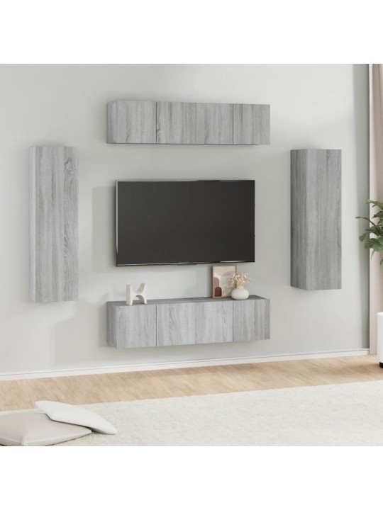 6dílný set tv skříněk šedý sonoma kompozitní dřevo