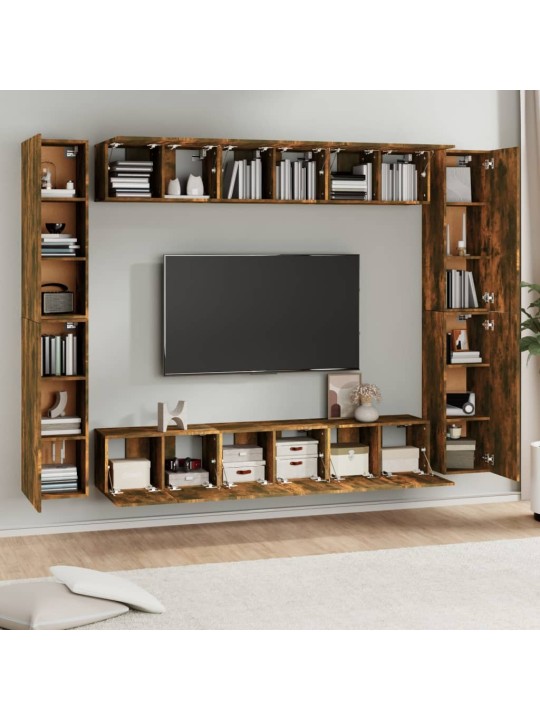 10dílný set tv skříněk kouřový dub kompozitní dřevo