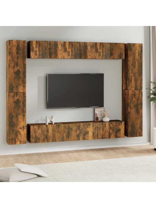 10dílný set tv skříněk kouřový dub kompozitní dřevo