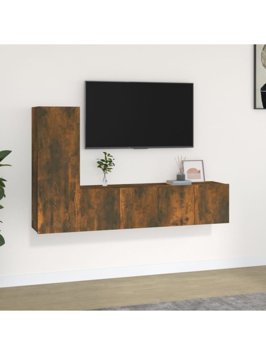 3dílný set TV skříněk kouřový dub kompozitní dřevo