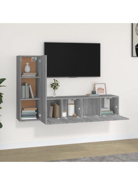 3dílný set TV skříněk šedý sonoma kompozitní dřevo