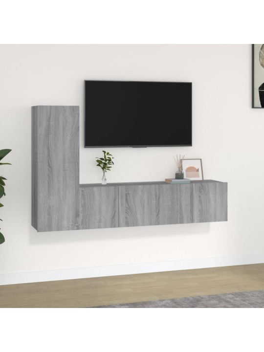 3dílný set TV skříněk šedý sonoma kompozitní dřevo