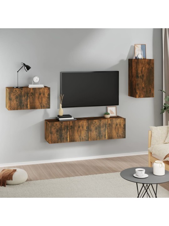 4dílný set tv skříněk kouřový dub kompozitní dřevo