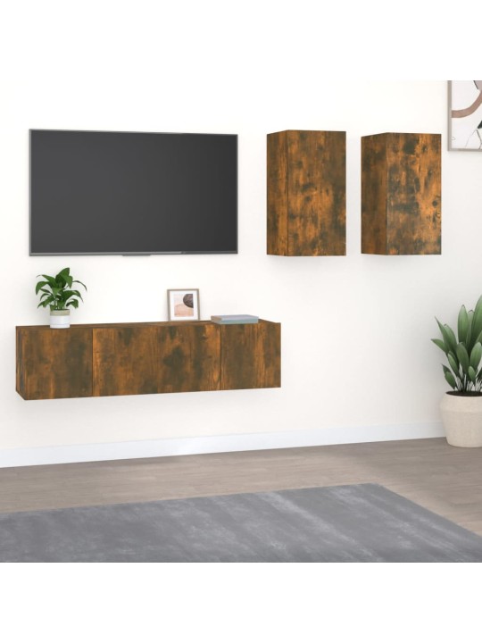 4dílný set TV skříněk kouřový dub kompozitní dřevo
