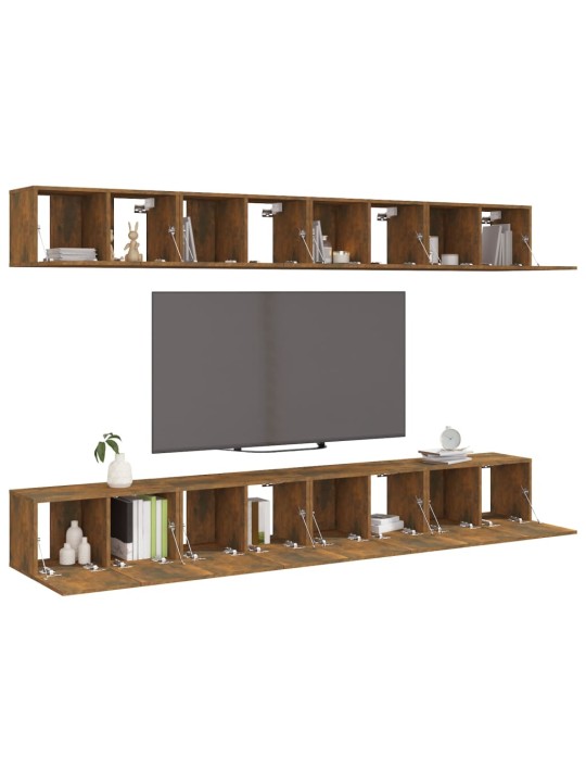 Tv skříňky 8 ks kouřový dub 60 x 30 x 30 cm kompozitní dřevo